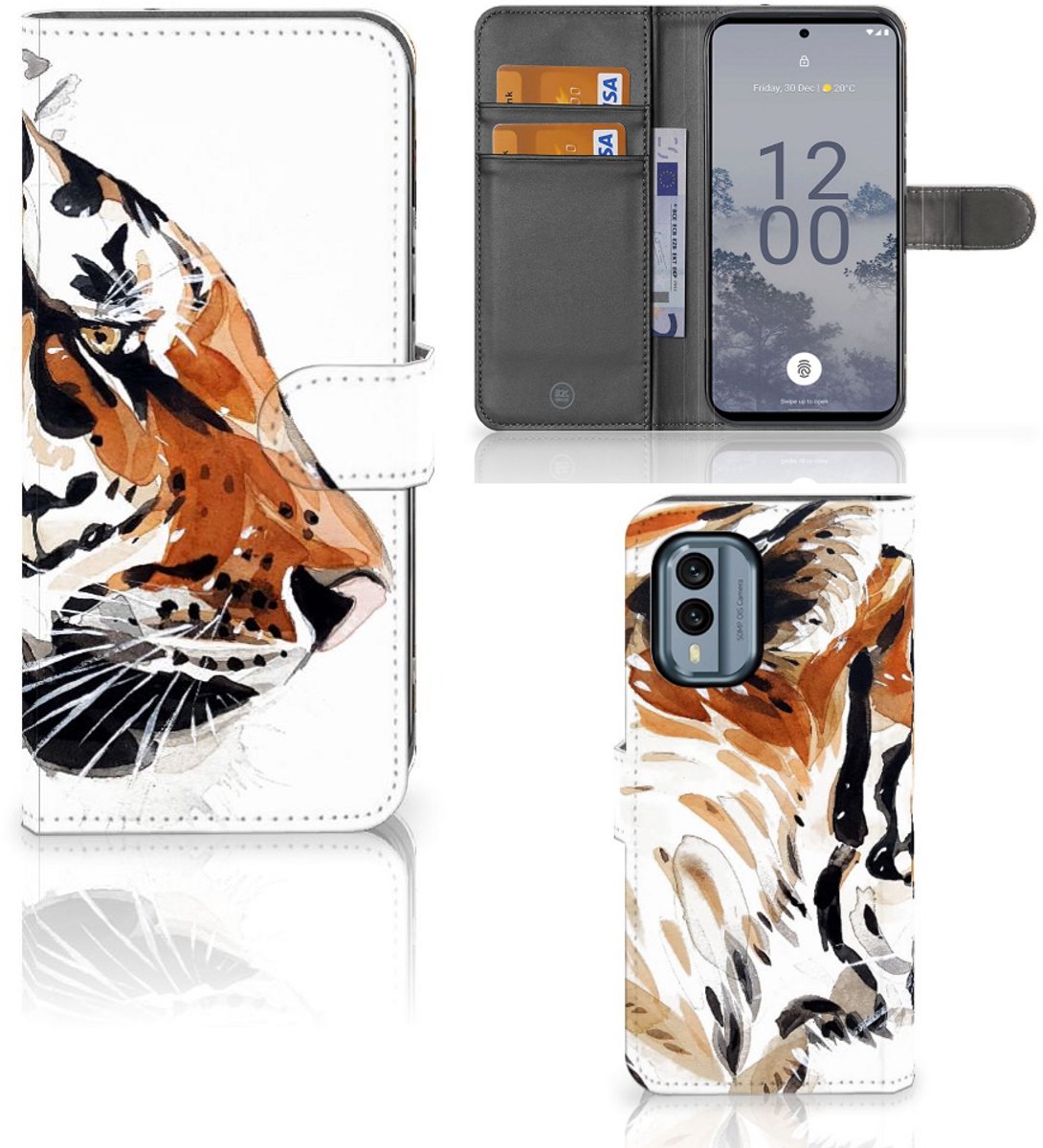 Hoesje Nokia X30 Watercolor Tiger
