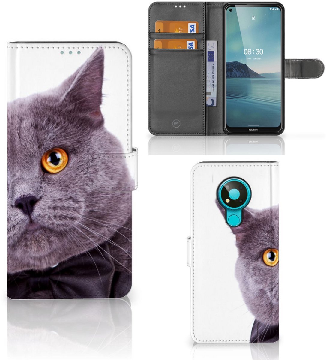 Nokia 3.4 Telefoonhoesje met Pasjes Kat