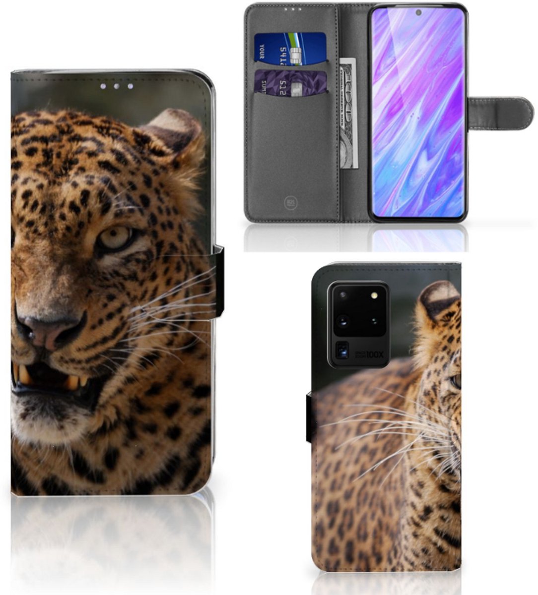 Samsung Galaxy S20 Ultra Telefoonhoesje met Pasjes Luipaard