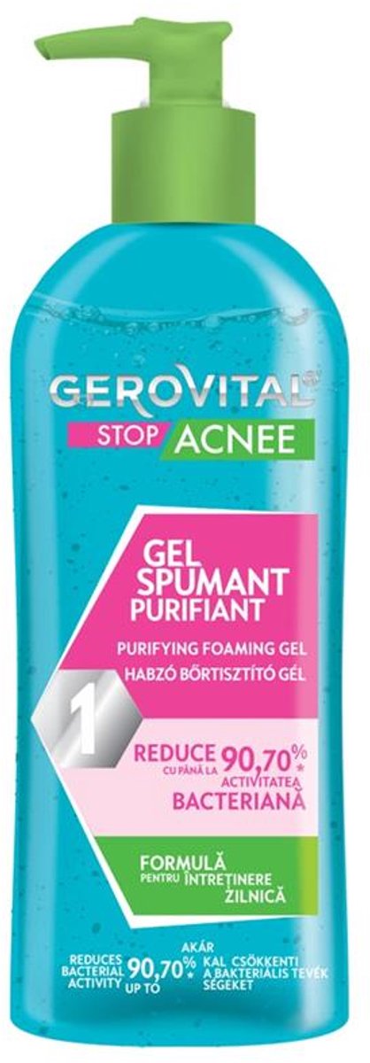 Gerovital Stop Acne - Schuimende reinigingsgel met salicylzuur voor gecombineerde, vette en acnegevoelige huid - Zachte Exfoliërende Gel -Gerovital Stop Acne, 150 ml