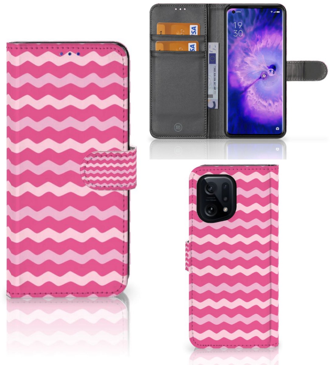 OPPO Find X5 Telefoon Hoesje Waves Pink