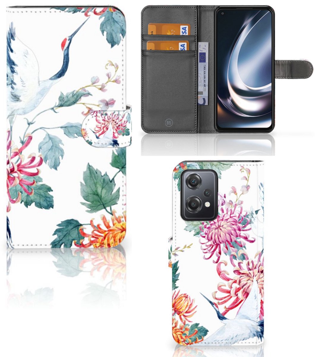 OnePlus Nord CE 2 Lite Telefoonhoesje met Pasjes Bird Flowers
