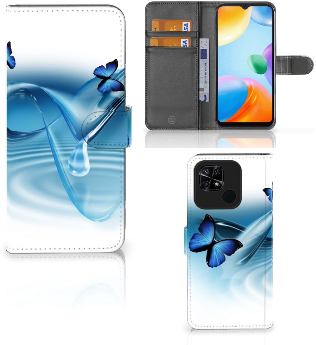 Xiaomi Redmi 10C Telefoonhoesje met Pasjes Vlinders