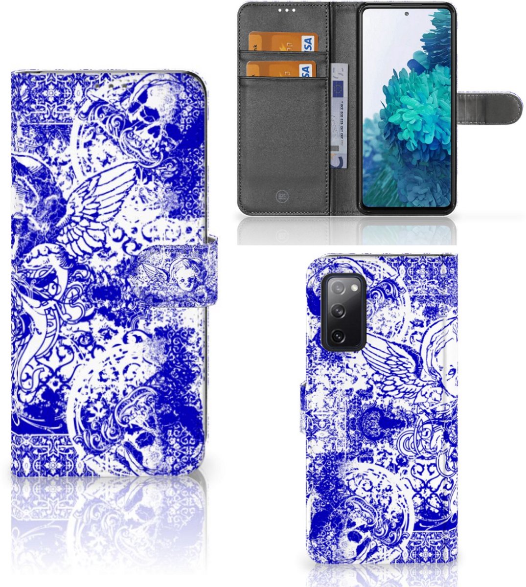 Telefoonhoesje met Naam Samsung Galaxy S20 FE Angel Skull Blauw