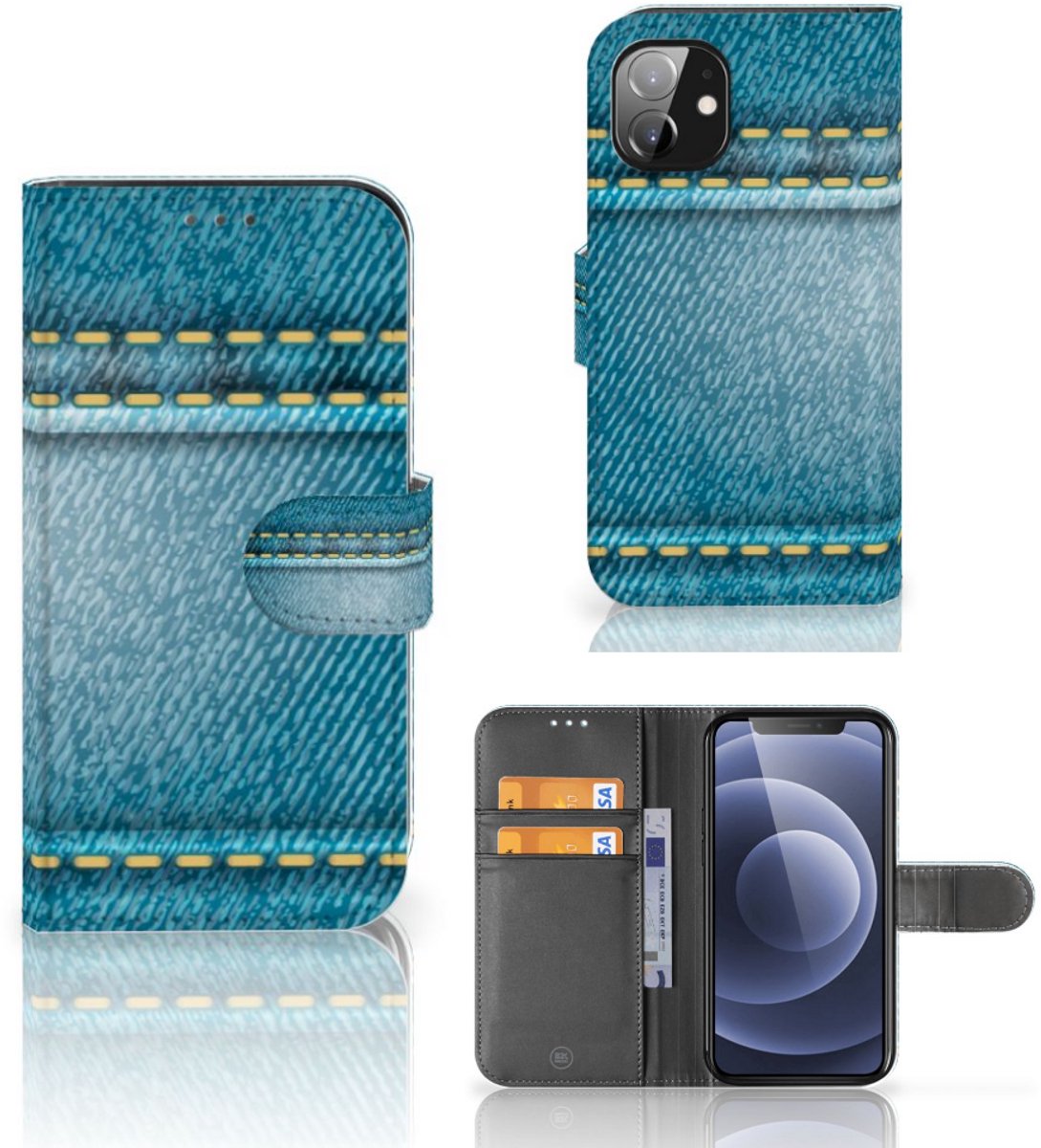 Apple iPhone 12 Mini Wallet Case met Pasjes Jeans