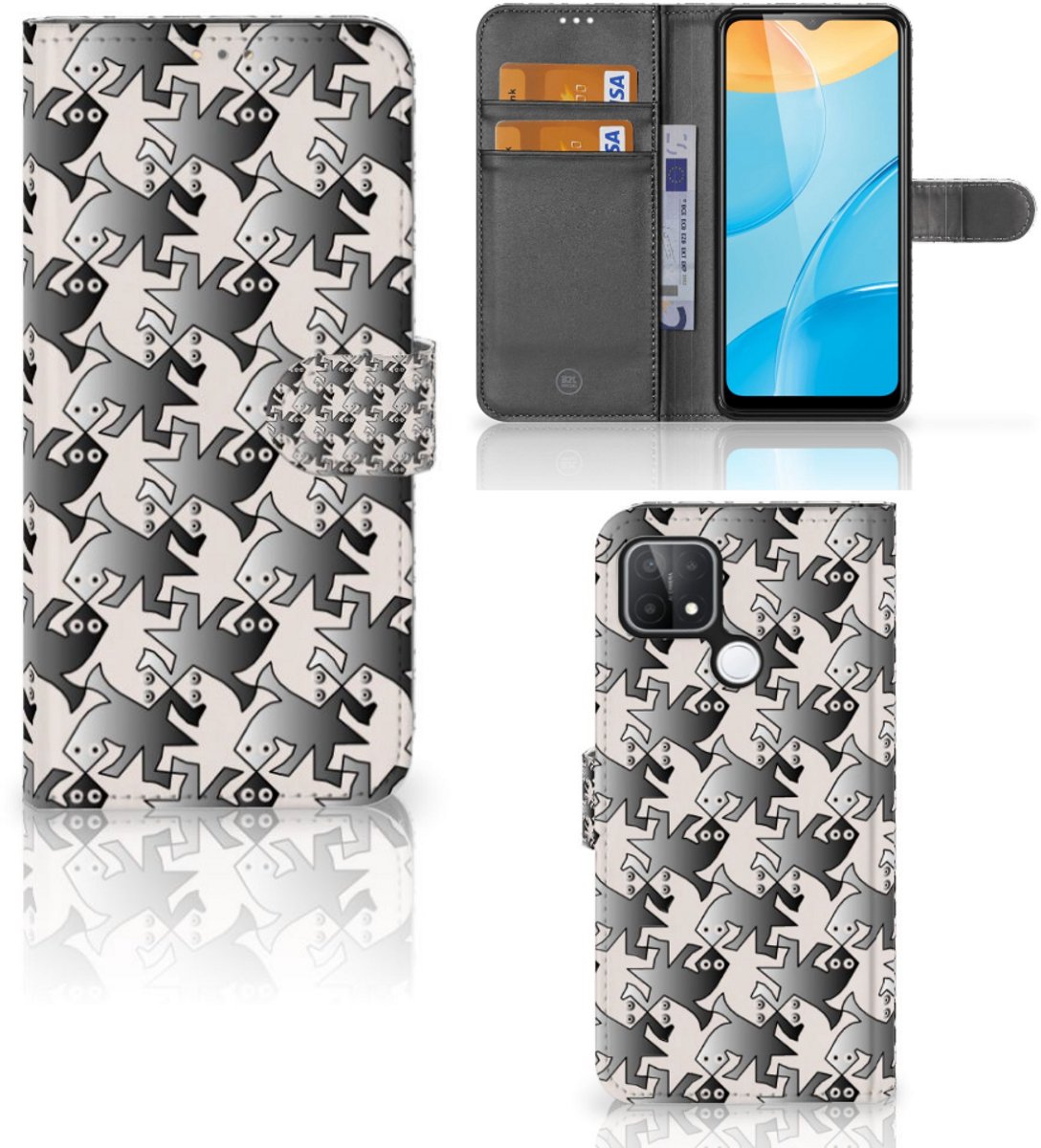 OPPO A15 Telefoonhoesje met Pasjes Salamander Grey