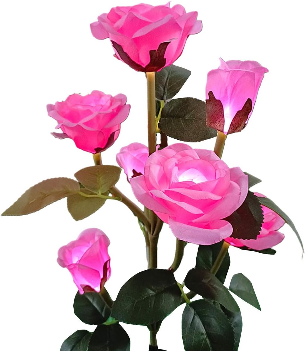 ZVD Roze Solar Tuinlamp - Automatisch Oplaadbare Waterdichte Solar Lamp - LED Buitenlamp - Geschikt voor Terrassen, Tuinaanleg, Bloempotten, Looppaden - Roze - Zeven Bloemen