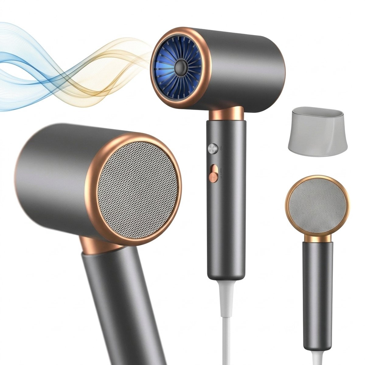 Fokelyi - Föhn - Haardroger - Föhn met Diffuser 2000W - Ionische Haardroger met Coolshot Technologie - 2000W - Steil of Krullend Haar - Glanzend en Pluisvrij