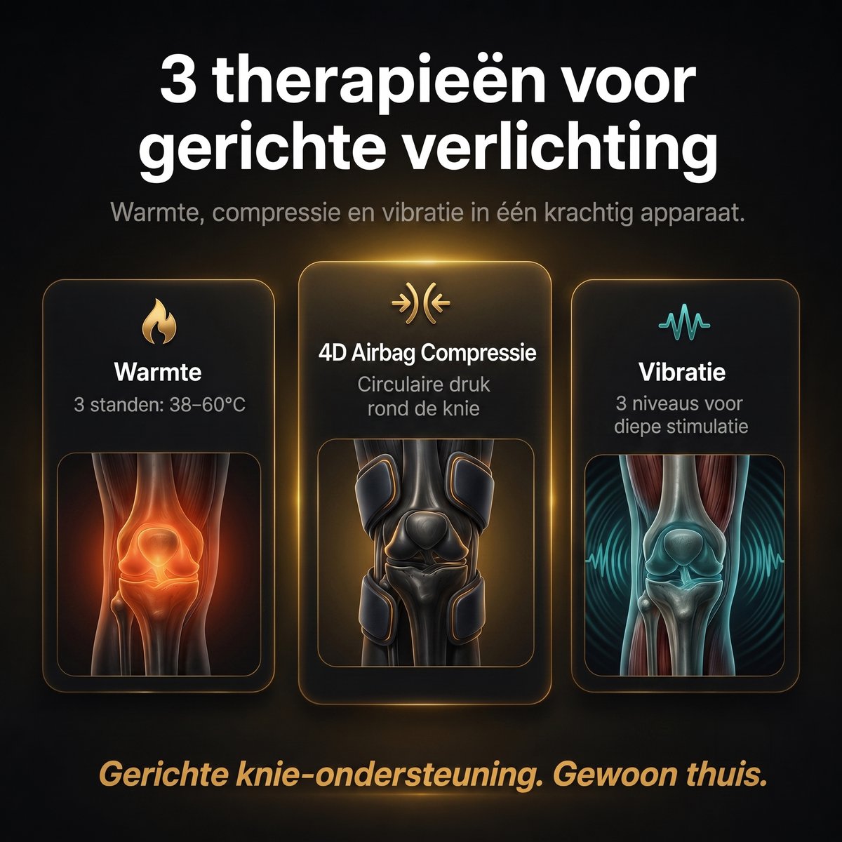 Knie Massage Apparaat - Warmte Therapie, 4D Compressie & - afbeelding 3