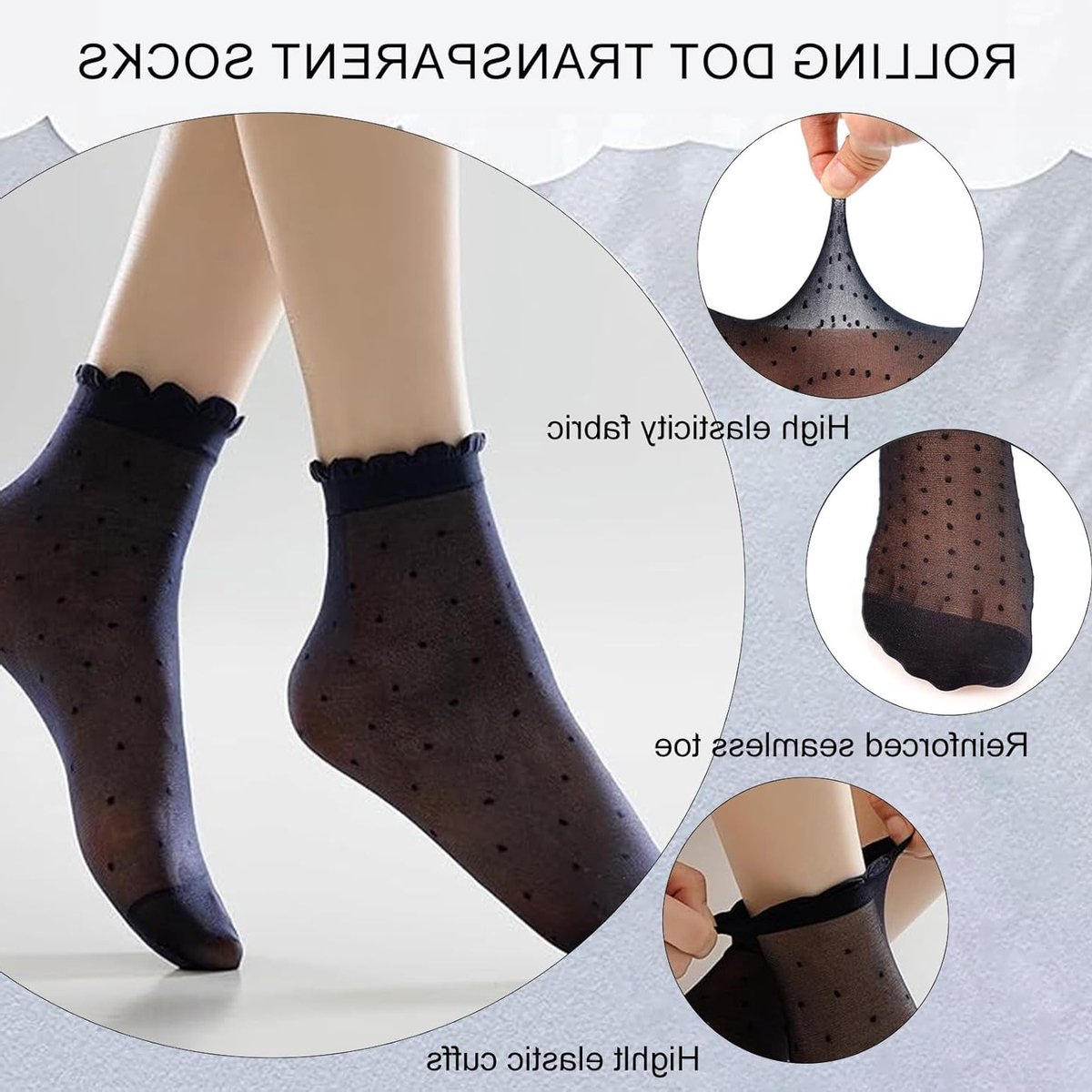 Transparante Rimpel Kousen voor Dames - 4 Paar Ultra-Dunne Zomer Sokken in Zwart en Wit, Ideaal voor Casual en Formele Outfits