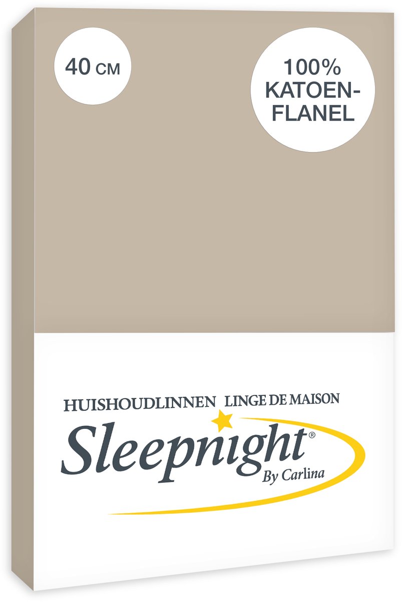 Sleepnight Hoeslaken Flanel 40 cm Café - 140 x 200 cm - [Beige]