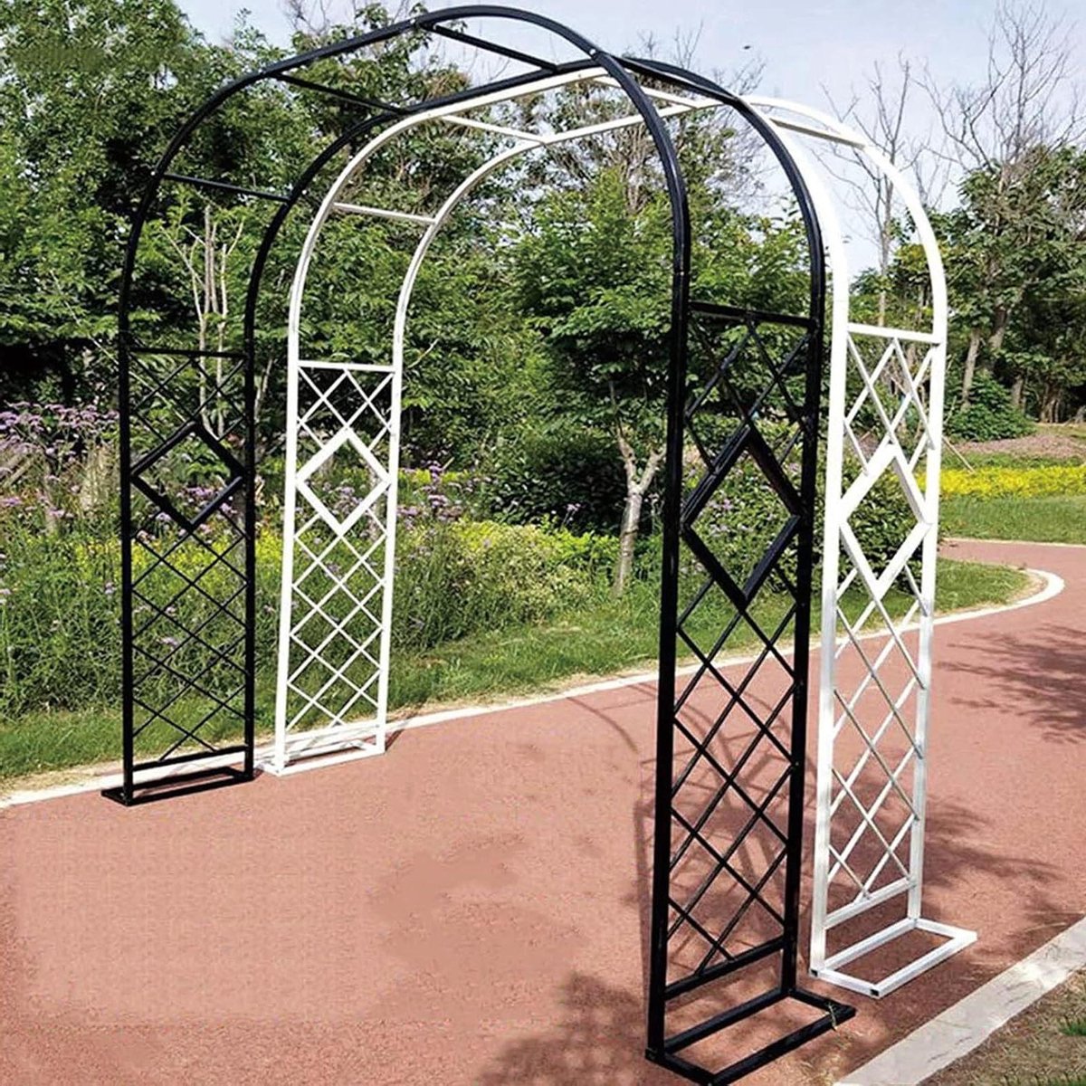 Tuin Prieel - Bloemenstandaard Boog - Klimplanten Ondersteunen - Hoogwaardig Metaal - 2.6Mx2.3M - Zwart