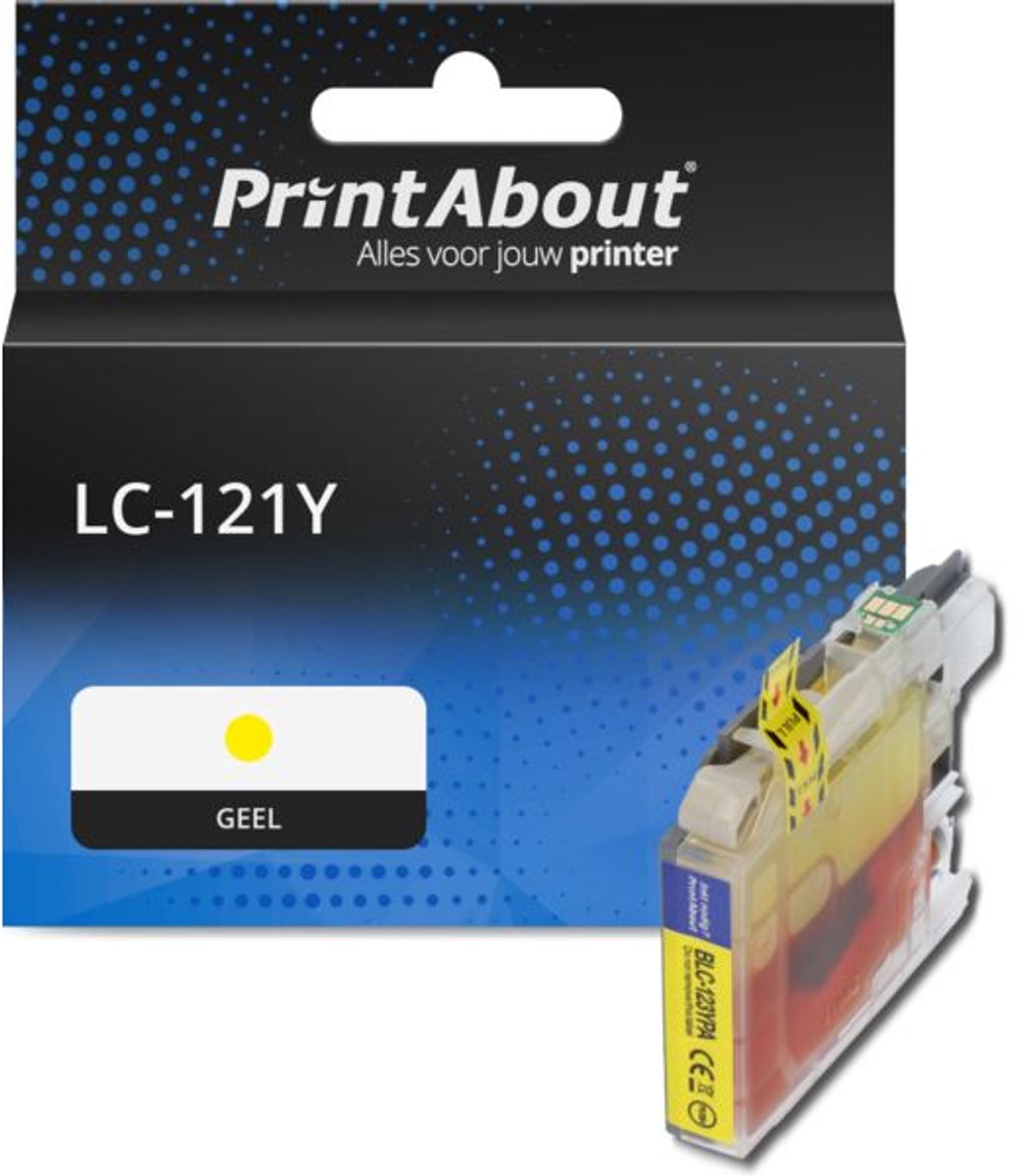 PrintAbout huismerk Inktcartridge LC-121Y Geel geschikt voor Brother