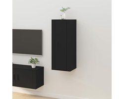 Homgoday Wall Mounted TV Cabinet Black 40 x 34.5 x 100 cm Furniture TV Cabinet Living Room Low Cabinet for Industrial TV TV Stand