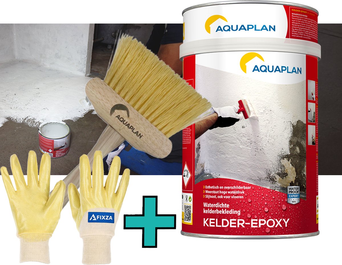 Aquaplan Kelder-Epoxy 2-componenten – Kelderdichting – set – Waterdichte Epoxy Coating voor Muren & Vloeren – Tegen Vocht en Waterdruk – 8 L
