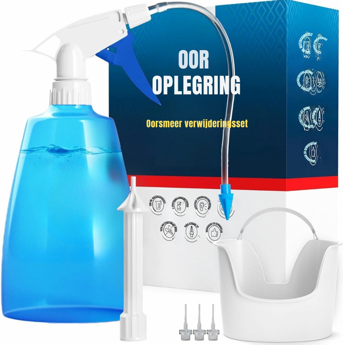 QIN® Oordouche - Oorspuit - Oorreiniging - Veilige Oorspuit - Blauw - 13cm x 9cm x 1cm