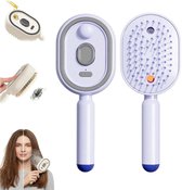 Elektrische Stoomborstel - 1 stuk - Massageborstel - Rood Licht - Spray Functie - Anti Klit Haarborstel - Antistatisch - Oplaadbaar - Detangling brush - Luchtkussenkam - Hoofdmassage Borstel - Anti Klit Borstel - Haaraccessoires - Paars