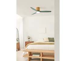 CREATE - Stille plafondventilator 100% hout 40W (Ø132cm) - Met licht LED - Afstandsbediening - 6 snelheden - Programmeerbaar - WIND CALM CUSTOM WOVEN