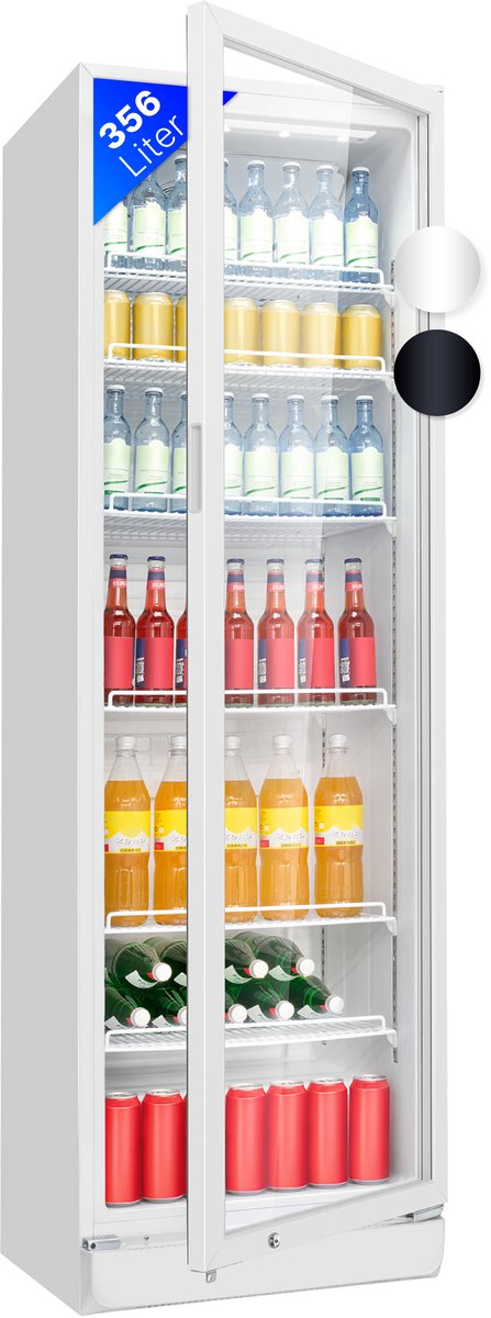Bomann KSG 7351 – Glasdeur koelkast – Horeca Koelkast – 194,5 cm hoog – 347 Liter – drankkoelkast – wit – Energieklasse D