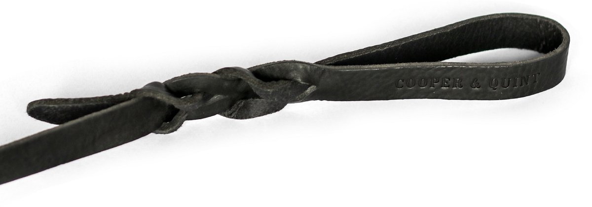 Cooper & Quint Twisted - Hondenriem gevlochten leer - Zwart - 140cm - Oud Messing