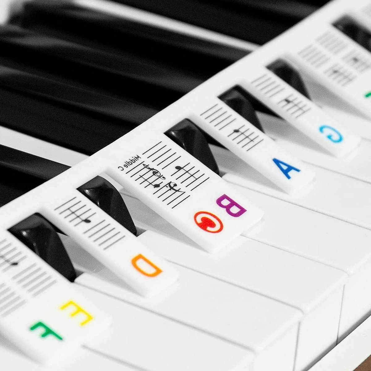 Notenstickers Piano - Toetsenbord Hulpmiddel - Leren Spelen - Verwijderbaar Zonder Lijm - 61 Toetsen - Transparant