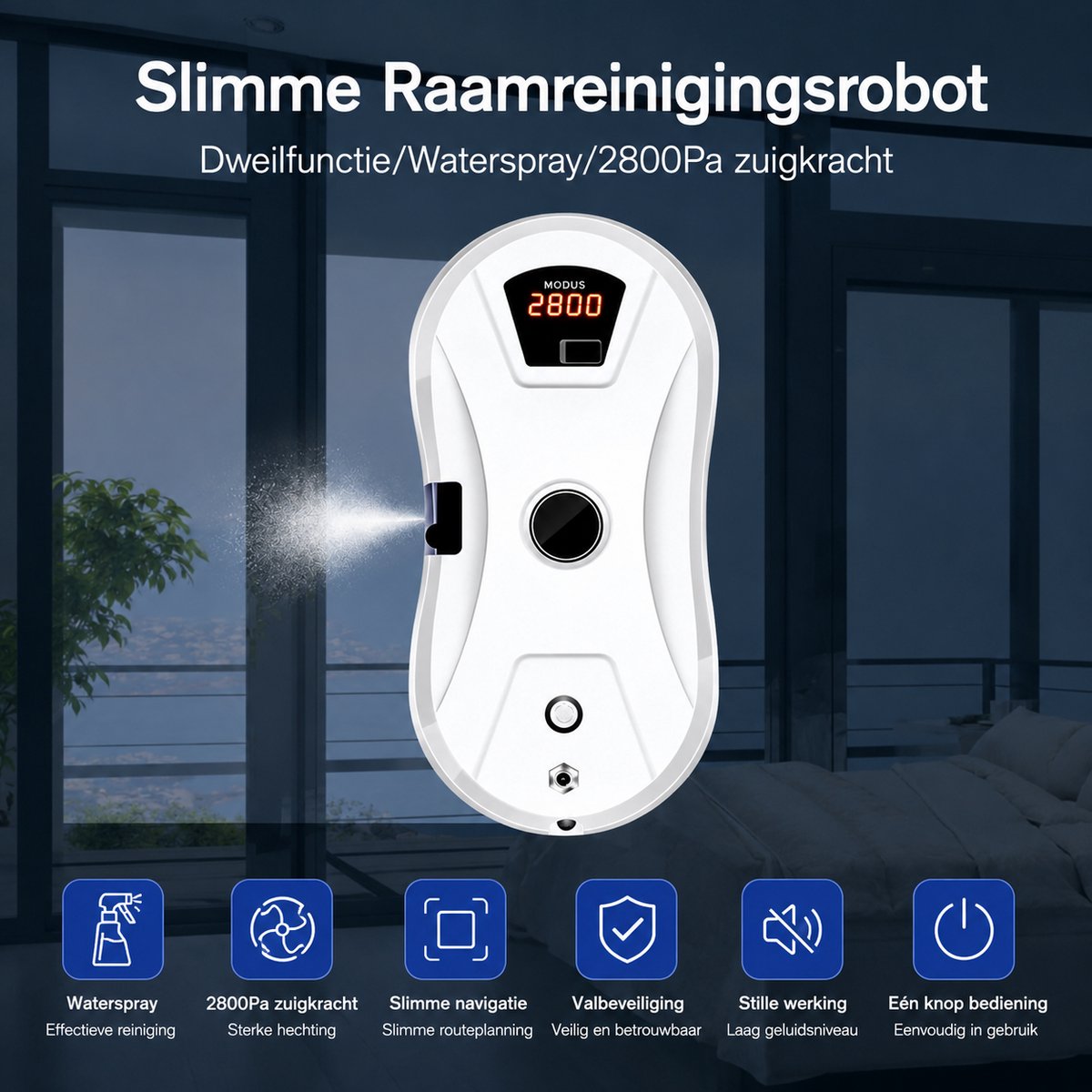 Raamrobot met Sproeifunctie – Elektrische Glazenwasser – Ramenreiniger– Robot Ramenwasser –Robot Ruitenreiniger – 4m Snoer – Streeploos Resultaat thumbnail 8