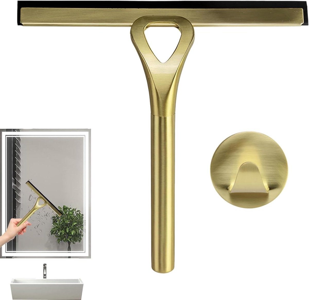Huishoudelijke Rakel - Glasreiniger Raamwisser - Streeploos Reinigen - Roestvrijstaal ABS - 22.5 cm - Goud