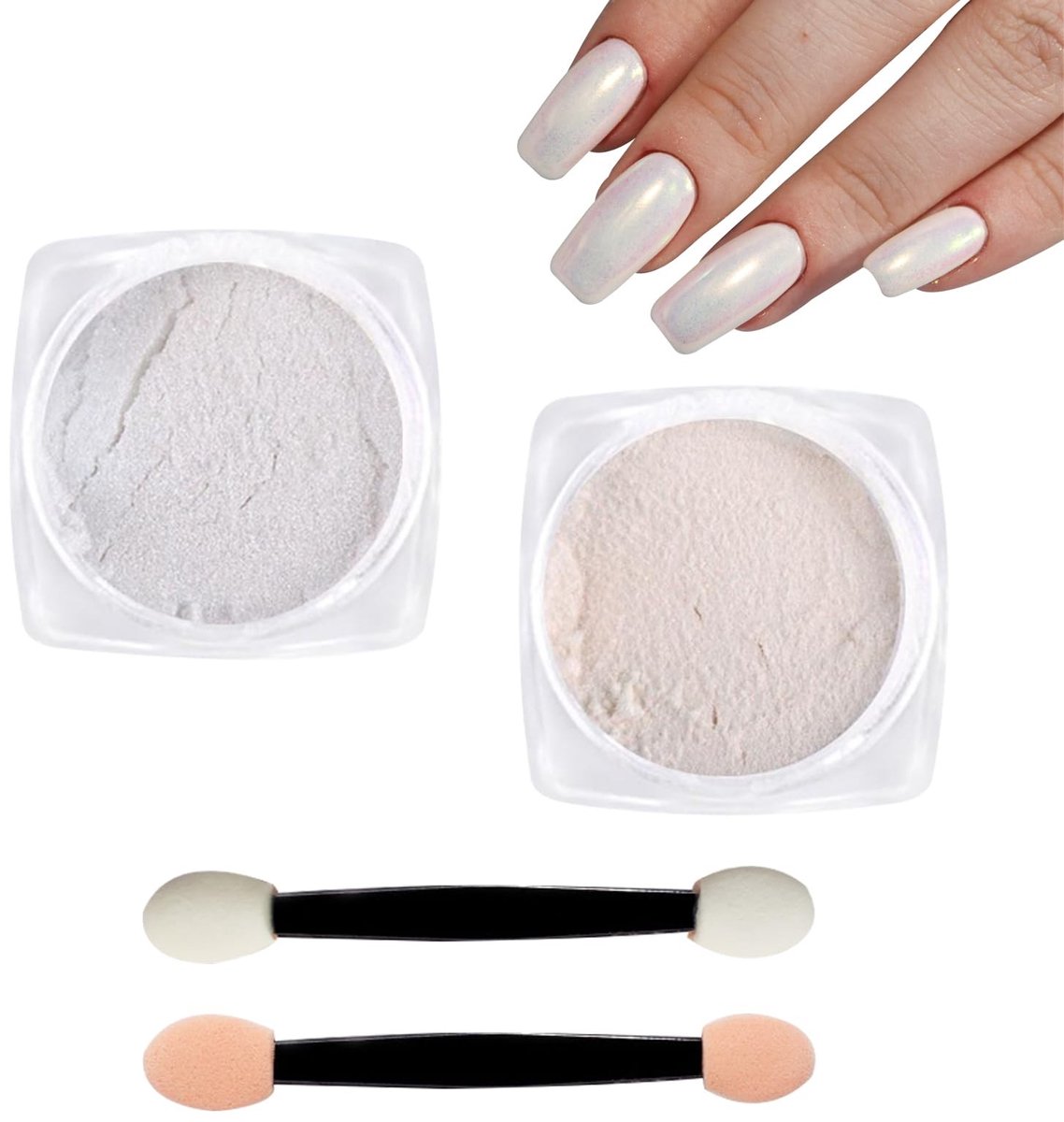 Dailygoody - Nagelpoeder - Chroom Effect - Witte Parel Kleur