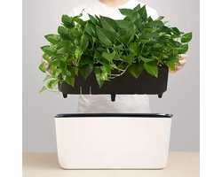 Zelfwaterende Bloempot 40 cm – Rechthoekige Plantenbak met Waterniveau Indicator – Kunststof Bloempot voor Binnen en Buiten