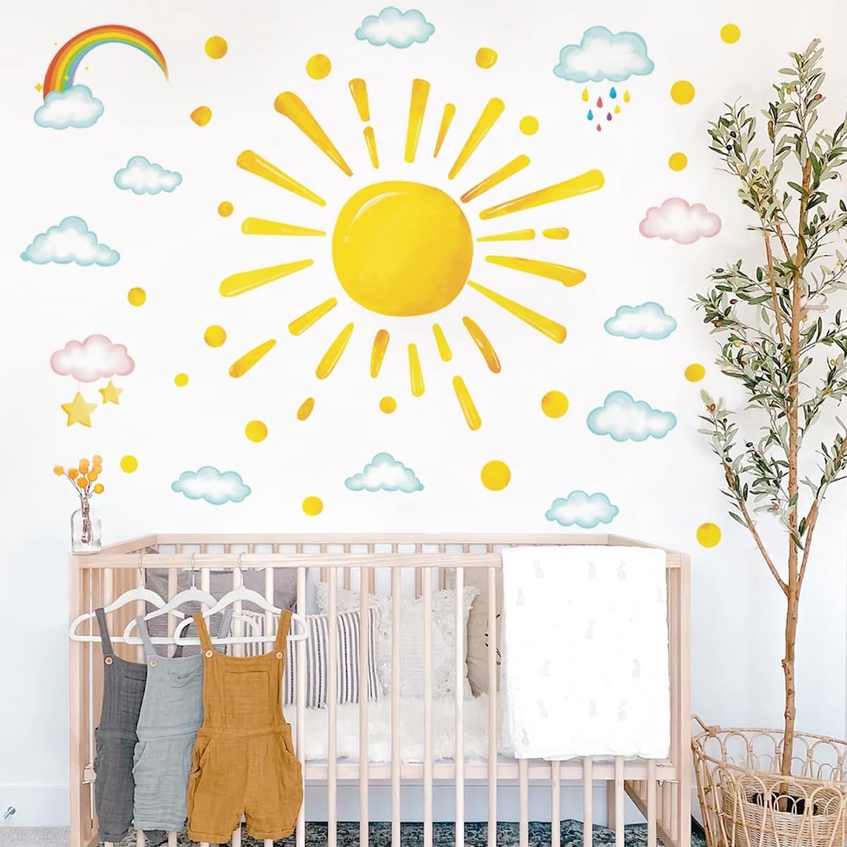 Cosensi- Muursticker Boho Regenboog - Muurdecoratie Kinderen - Wanddecoratie Slaapkamer - Zelfklevend Vinyl - Verwijderbaar - Decoratieve Stickers