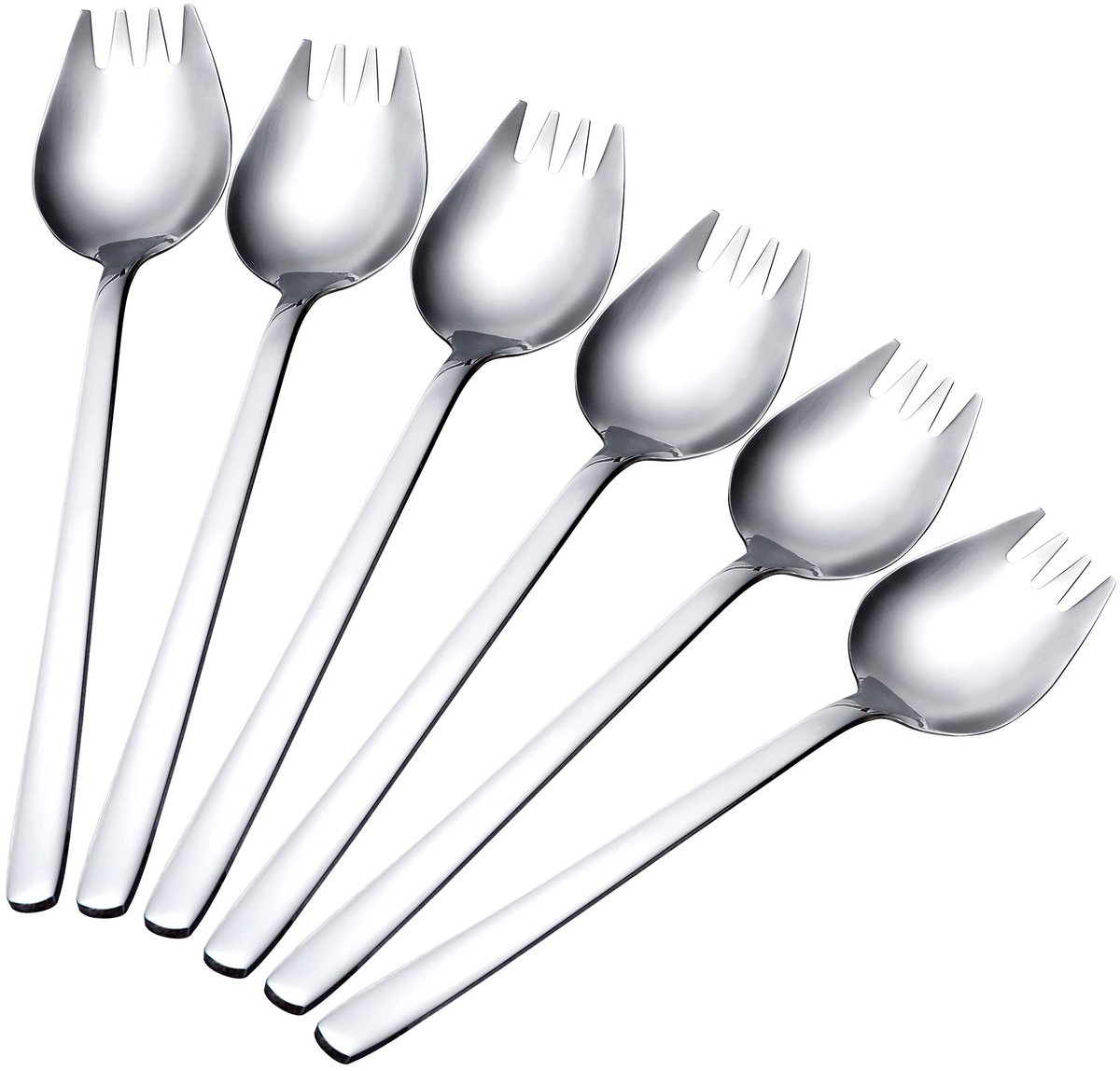 Dailygoods- Lepelvork 2-in-1 - Roestvrij Staal - 18 cm - Vaatwasmachinebestendig - 6 Stuks - Multifunctioneel voor Soep/Dessert - Bestekset