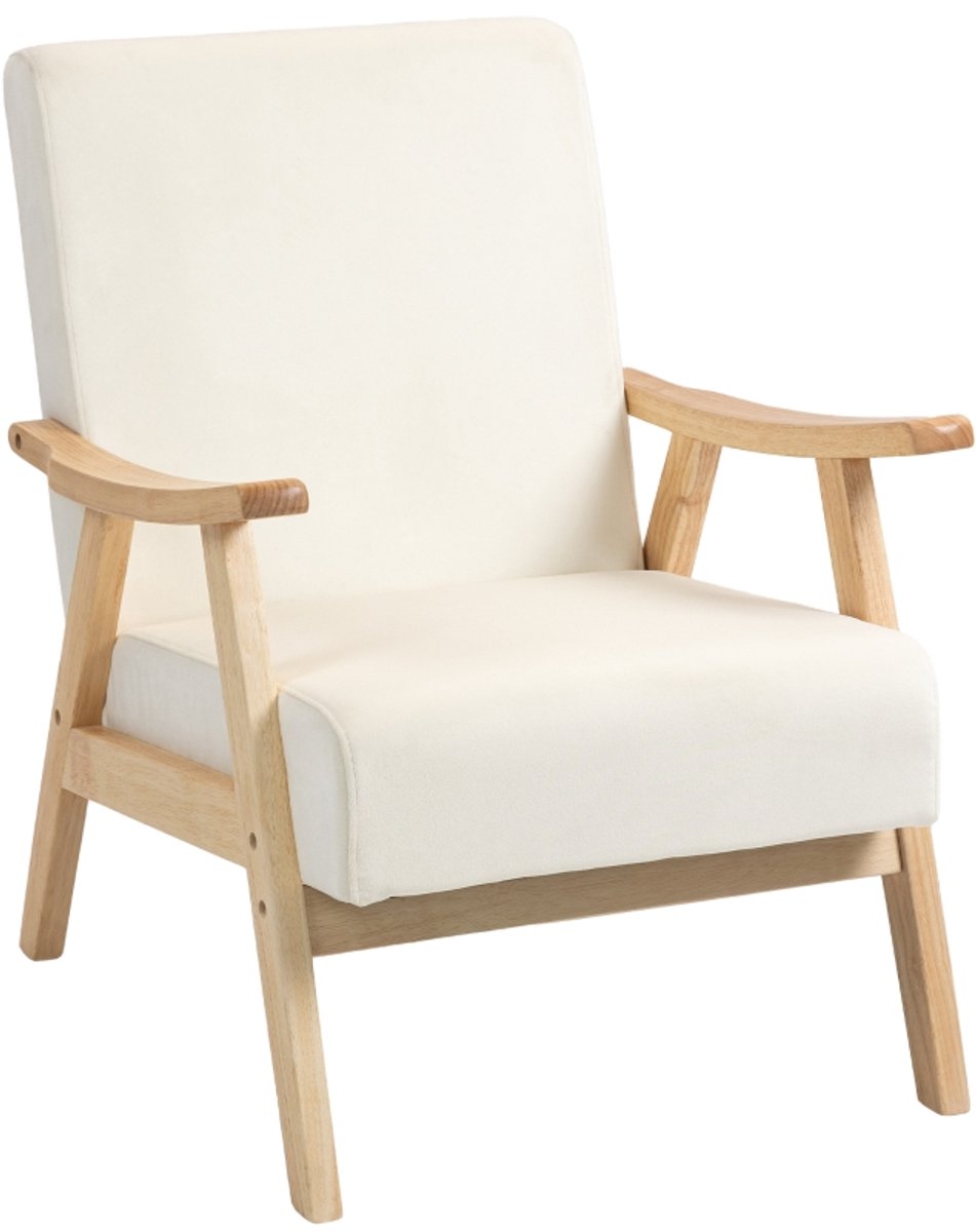 Afmetingen 80x65x83cm Crèmewit Scandinavische Loungestoel Relaxfauteuil Sessel met Armleun