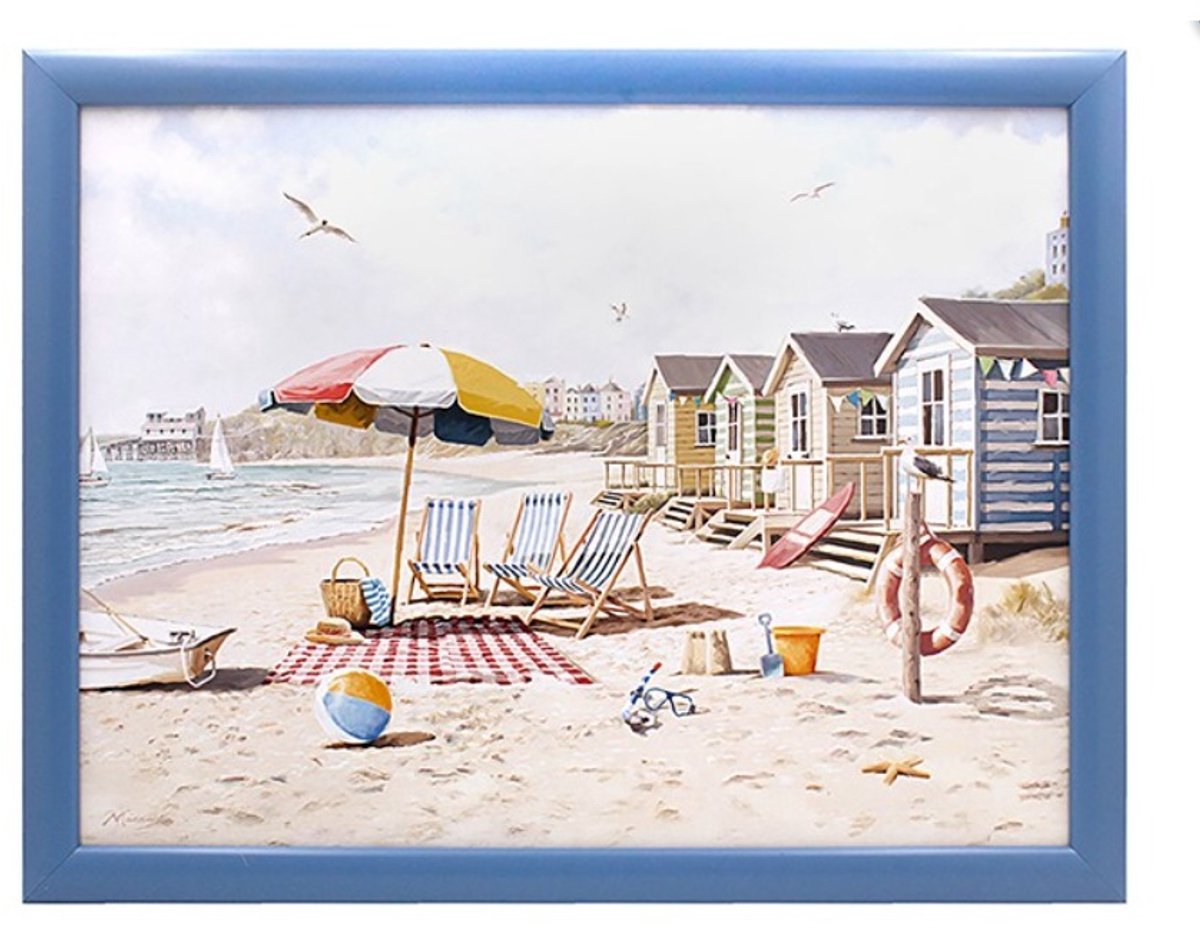 Cosy Creations- Laptray - Schoottafel - Schootkussen - Laptoptafel - Dienblad met kussen - Strandhuisjes 44 x 33 x 6.5 cm