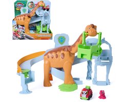 PAW Patrol - Le Film Dino - Coffret de jeu Lift & Race Dino avec Brachiosaure de 25,4 cm, Marshall Pup Squad Racer et figurine d'action Rhubarb