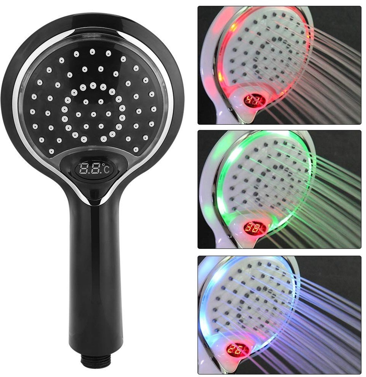Cosensi - LED douchekop met kleurverandering - waterbesparende douchekop - verlichting douchekop - temperatuurindicatie - digitale temperatuurweergave