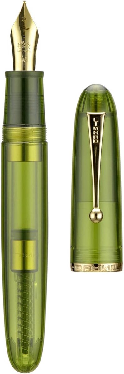 Fountain Pen met Fijn Schrijfpunt, Groene Transparante Acryl Cilinder en Gouden Clip, Perfect voor Schrijven en Calligrafie