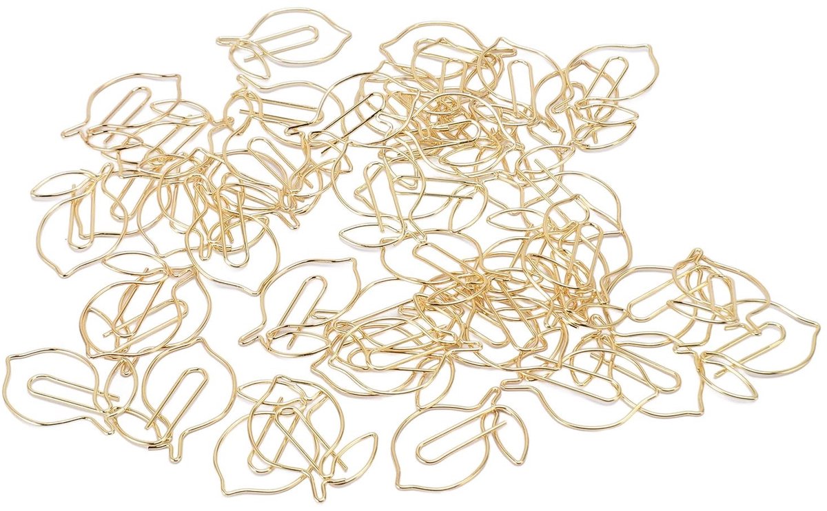 Dailygoods- Paperclip Goud - Citroenvorm - Kantoor Accessoires - Robuust Ijzer - Flexibel en Sterk - Transparante Doos - Kantooraccessoires
