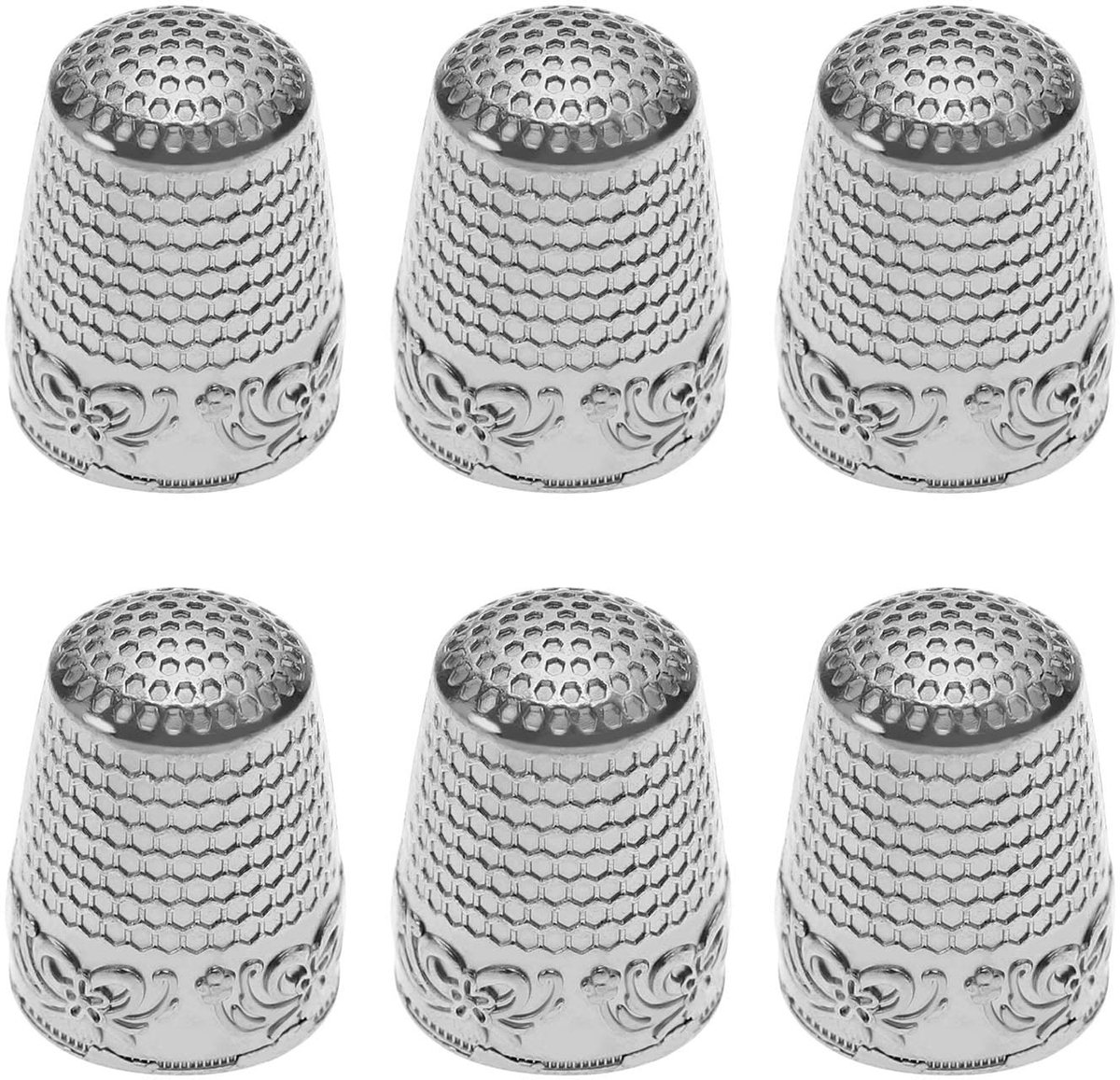 Dailygoods- Vingerhoed Zilver - 6 Stuks - Vingerbeschermers - Naaien - Handwerk - Duurzaam Metaal - Veiligheidsribbels - Vingerbescherming