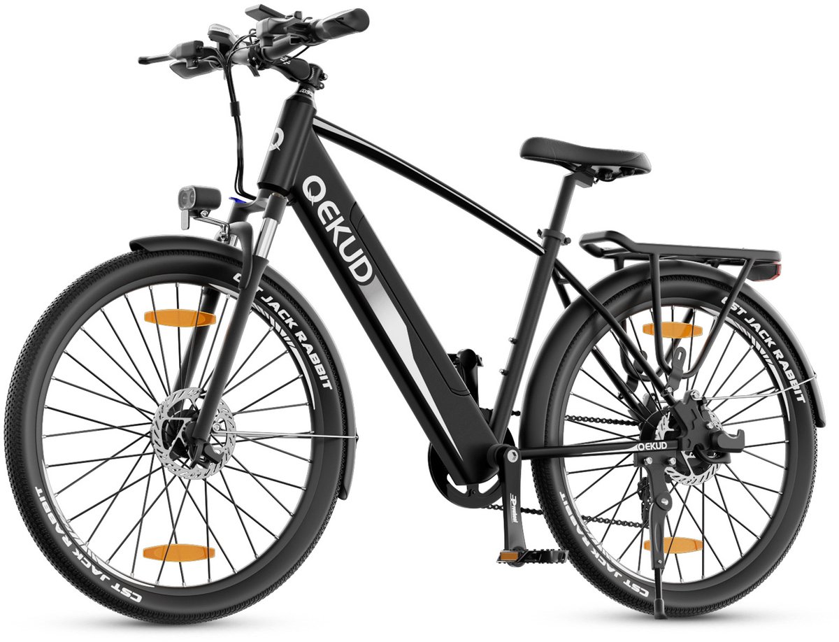 QEKUD Elektrische Fiets E-bike 27.5 inch 250W Motor -36V 13Ah Accu 100km 7 Versnellingen met app Zwart