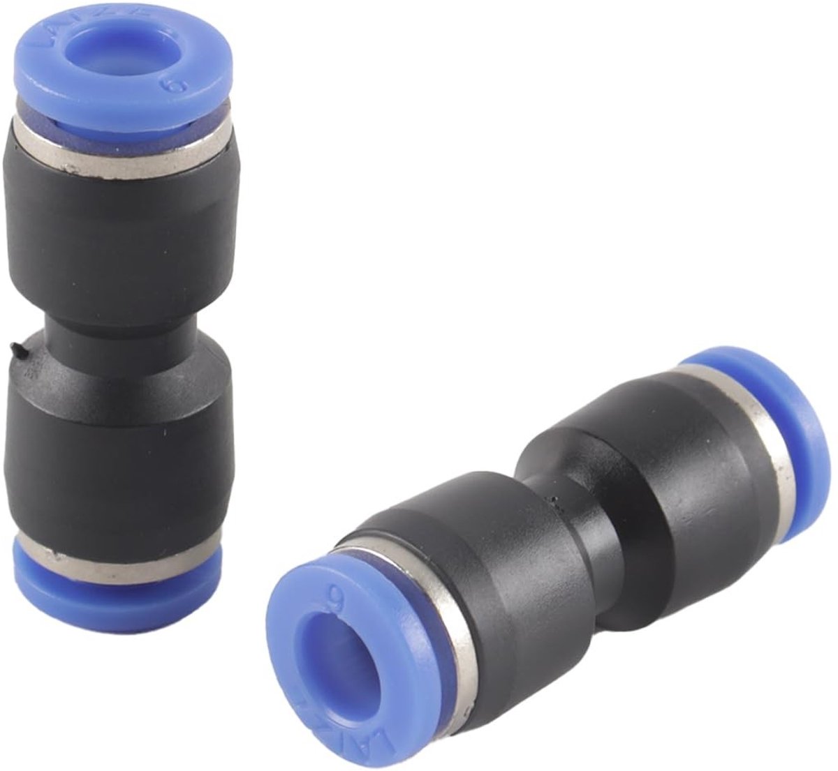 Dailygoods- Drukkoppelingen 12 Stuks - Pneumatische Connectoren - 6 mm - 2-Weg - Slijtvast Kunststof - Temperatuurweerstand - Push-In Ontwerp