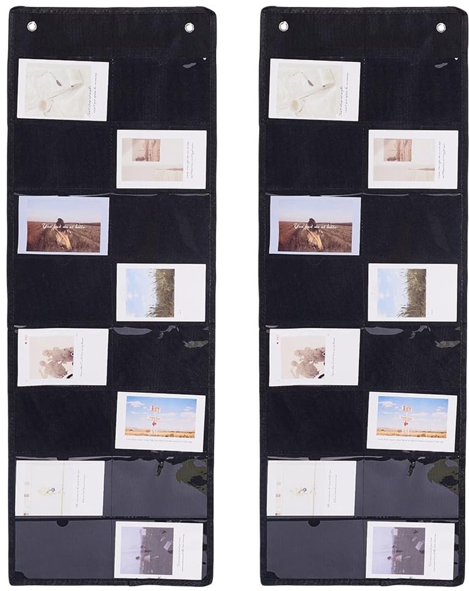 Dailygoods- Kaarthouder met 16 Sleuven - Dual-Pack - Viltmateriaal - Muurbeugel - Organisatie - Ideaal voor Klas en Kantoor - Wandorganizer