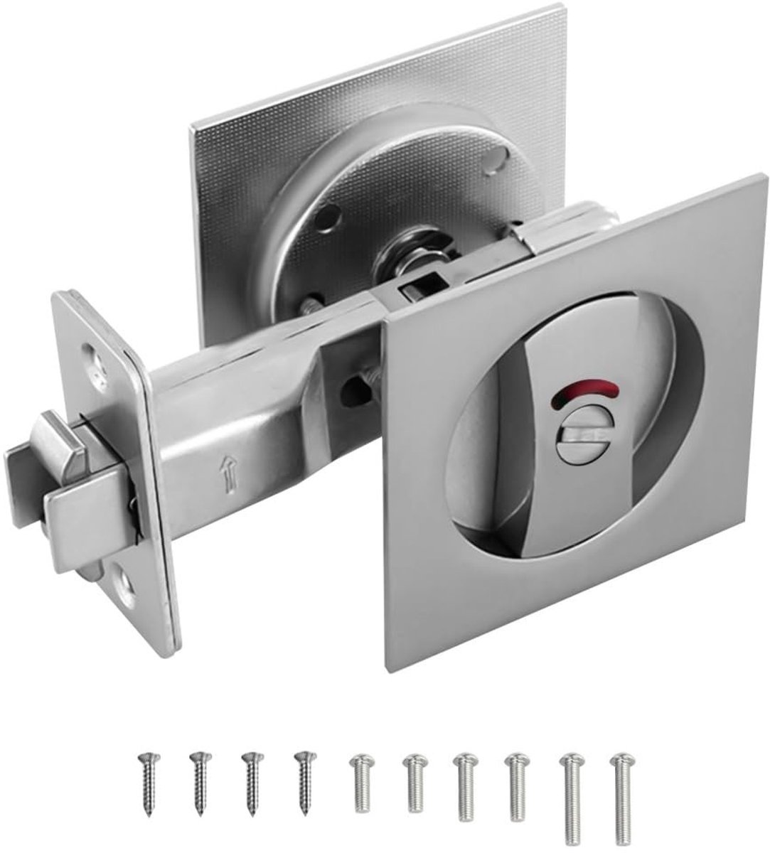 Dailygoods- Schuifdeurslot met kleurindicatoren - Onzichtbaar Deurslot - Vlakke Handgreep - Voor Binnen-/Buitendeuren - Modern Ontwerp - Veiligheidsfunctie