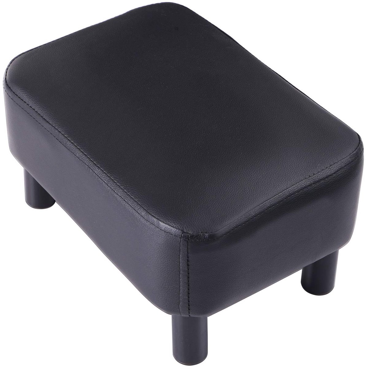 Dailygoods - Kleine Voetenbank - Modern Design - Zwart PU-leer - Ottomaanse Voetsteun - Perfect voor Woonkamer en Slaapkamer