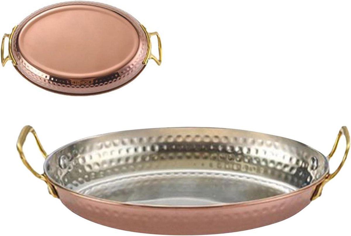 Paella Pan Ovale Sauspan Feestelijke Maaltijden Roestvrij Staal 18x12.5cm Goud