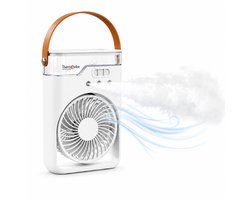 Thermovibe Tafelventilator met Mistfunctie - Kleine Draagbare Oplaadbare Ventilator - Draadloos - Table Fan - Ventilator met Water, Geurverspreider en Verlichting
