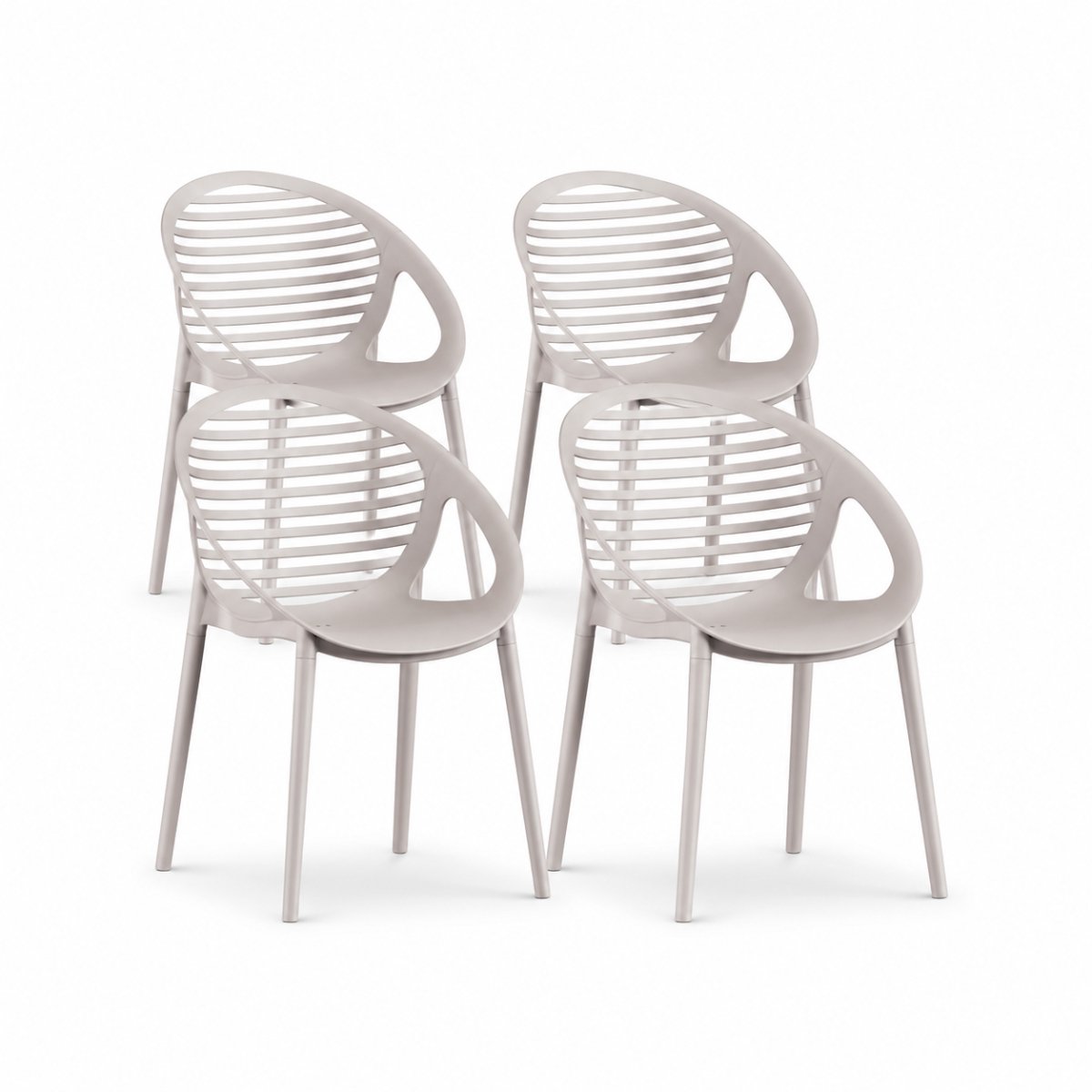 DS4U® - Stijn tuinstoel - Set van 4 - Beige - Kunststof - Stapelbaar