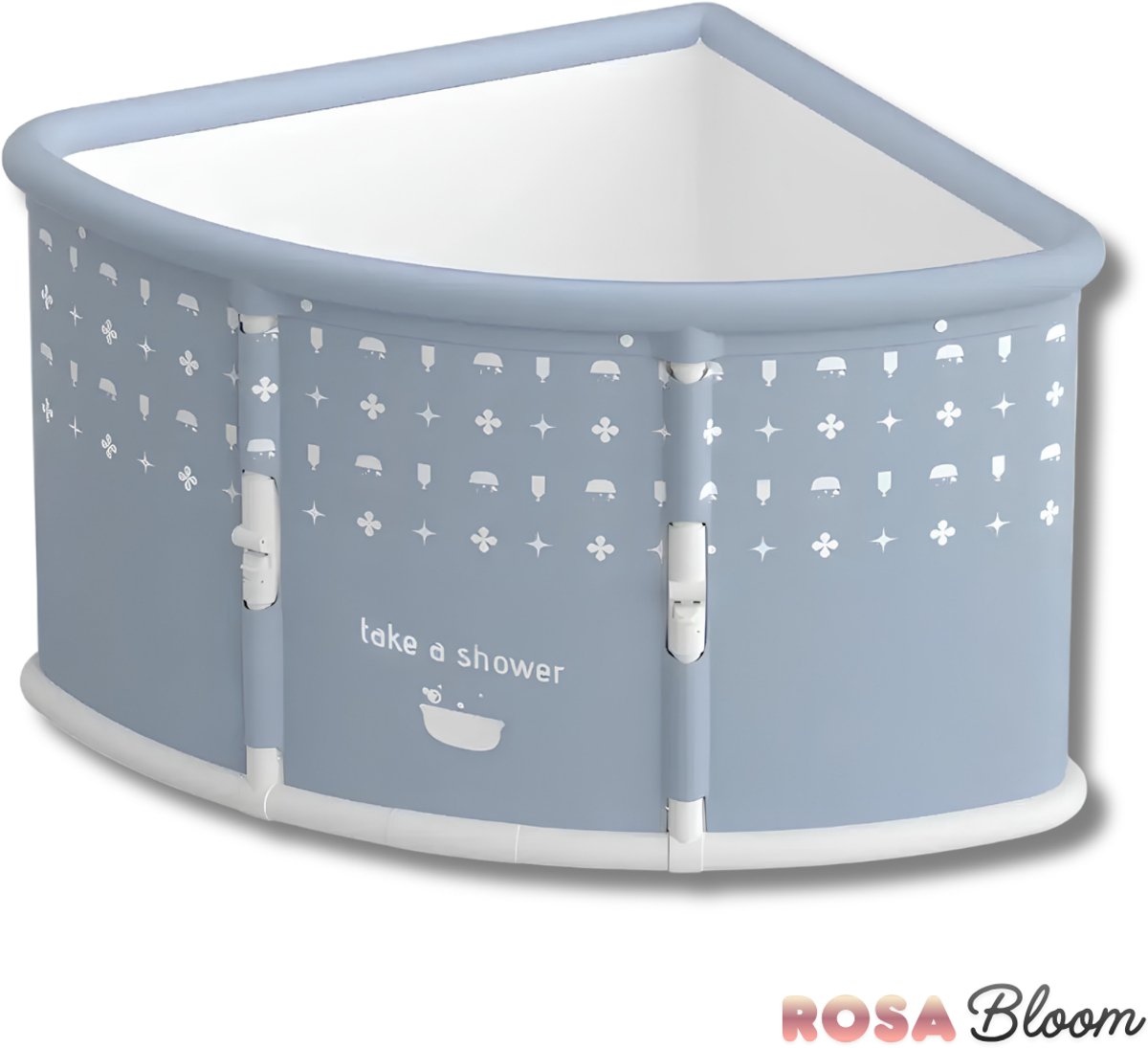 RosaBloom Opvouwbaar Hoekbad voor Volwassenen - Inklapbaar Waaiervormig Zitbad - Compact Douchebad en Ijsbad - Blauw - 73x73x55cm