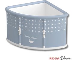 RosaBloom Opvouwbaar Hoekbad voor Volwassenen - Inklapbaar Waaiervormig Zitbad - Compact Douchebad en Ijsbad - Blauw - 73x73x55cm