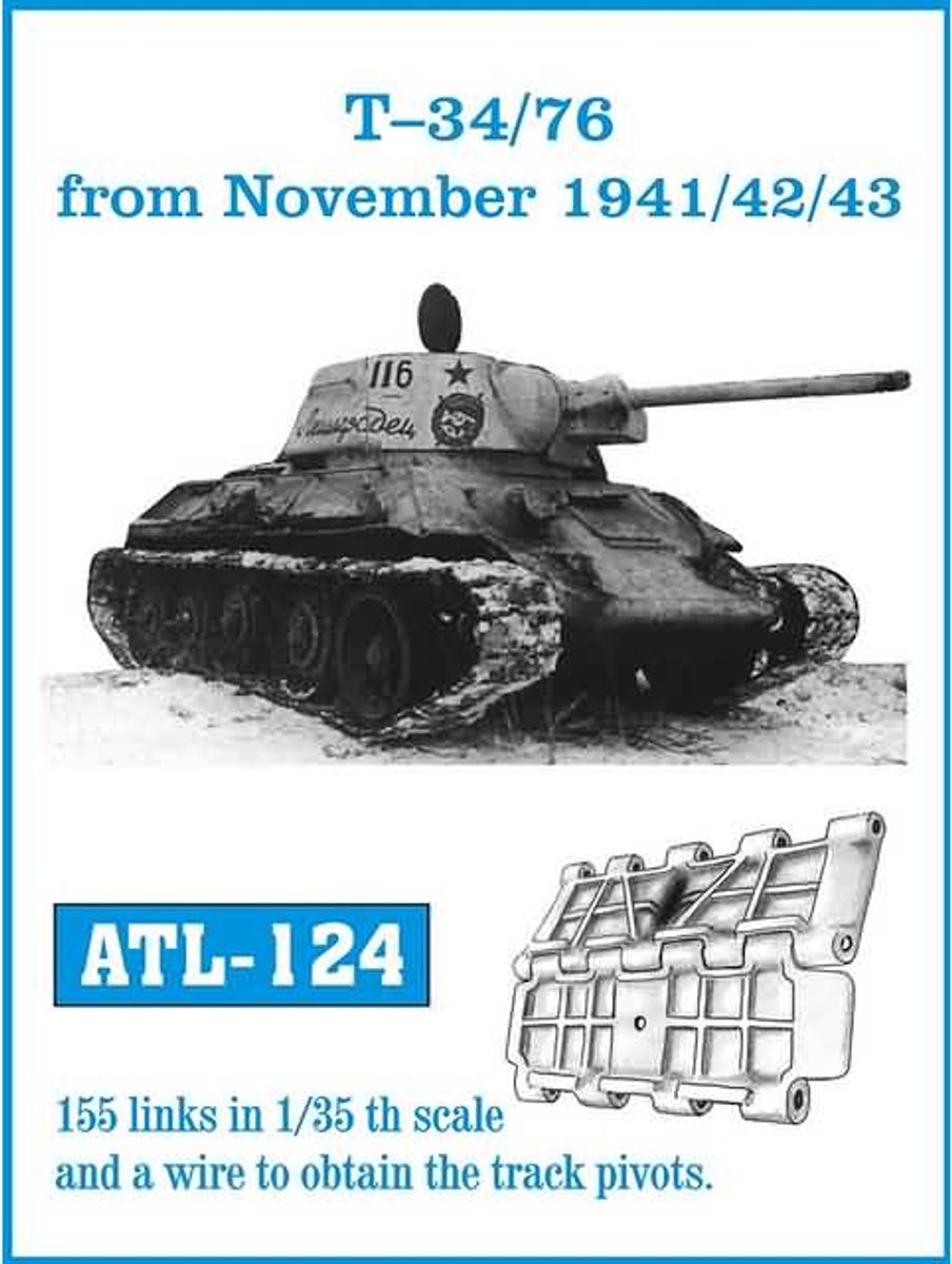 Friul ATL-124 - T-34/76 from November 1941/42/43 - Metalen Rupsbanden 1:35 - Volledig Zelf Te Monteren