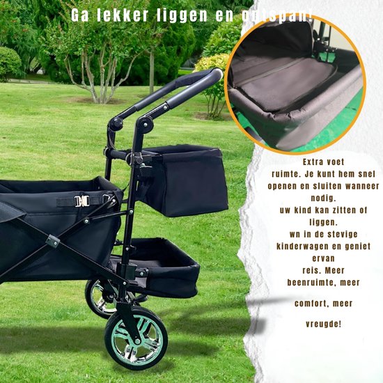 QUOVO® Bolderkar Opvouwbaar Luchtbanden - Bolderkar - Bolderkar Opvouwbaar - Zwart - 125cm x 55cm x 105cm van Quovo — afbeelding 5